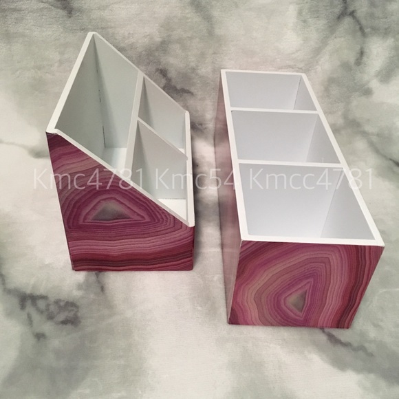 Agate Slice Geode Desk Organizers Pink blush white - Picture 7 of 8
